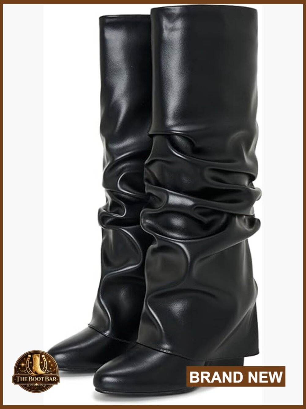 Women's Ruched Over-the-Knee Boots Wedge Heel Wide Calf Pull-On